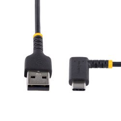 Cable 30cm USB A a USB C Acodado en Ángulo Recto, Cable USB-C de Carga Rápida de Alta Resistencia, USB 2.0 A a USB Tipo-C, Extre