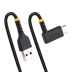 Cable 30cm USB A a USB C Acodado en Ángulo Recto, Cable USB-C de Carga Rápida de Alta Resistencia, USB 2.0 A a USB Tipo-C