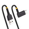 Cable 30cm USB A a USB C Acodado en Ángulo Recto, Cable USB-C de Carga Rápida de Alta Resistencia, USB 2.0 A a USB Tipo-C