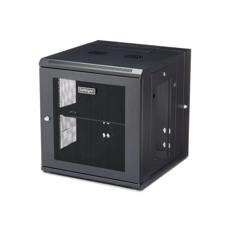 Gabinete Rack 12U 19" para Pared para Equipos Informáticos con 50cm/20" de Profundidad y 4 Postes, Puerta con Bisagras, 90kg