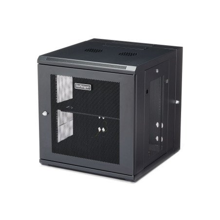 Gabinete Rack 12U 19" para Pared para Equipos Informáticos con 50cm/20" de Profundidad y 4 Postes, Puerta con Bisagras, 90kg