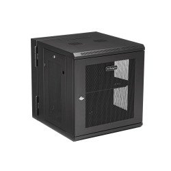 Gabinete Rack 12U 19" para Pared para Equipos Informáticos con 50cm/20" de Profundidad y 4 Postes, Puerta con Bisagras, 90kg