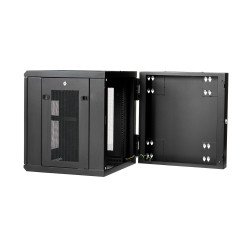 Gabinete Rack 12U 19" para Pared para Equipos Informáticos con 50cm/20" de Profundidad y 4 Postes, Puerta con Bisagras, 90kg