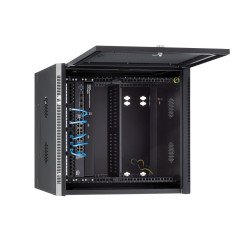Gabinete Rack 12U 19" para Pared para Equipos Informáticos con 50cm/20" de Profundidad y 4 Postes, Puerta con Bisagras, 90kg