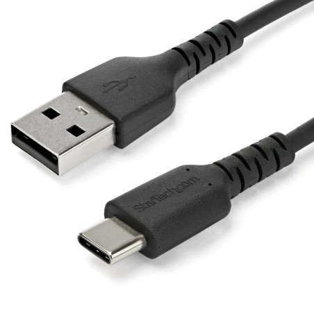 Cable de 1m de Carga USB A a USB C, de Carga Rápida USB 2.0 a USB Tipo C Revestimiento TPE de Fibra de Aramida M/M 3A Negro