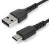 Cable de 1m de Carga USB A a USB C, de Carga Rápida USB 2.0 a USB Tipo C Revestimiento TPE de Fibra de Aramida M/M 3A Negro