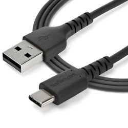 Cable de 1m de Carga USB A a USB C, de Carga Rápida USB 2.0 a USB Tipo C Revestimiento TPE de Fibra de Aramida M/M 3A Negro