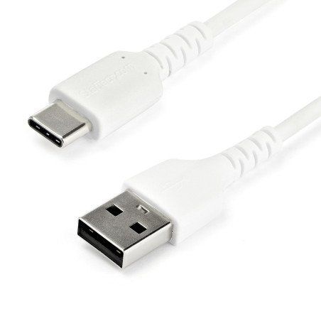 Cable de 1m de Carga USB A a USB C, de Carga Rápida USB 2.0 a USB Tipo C Revestimiento TPE de Fibra de Aramida M/M 3A Blanco