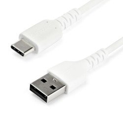 Cable de 2m de Carga USB A a USB C, de Carga Rápida USB 2.0 a USB Tipo C Revestimiento TPE de Fibra de Aramida M/M 3A Blanco