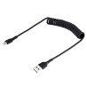 Cable de 50cm USB a Lightning en Espiral con Certificación MFi Negro, Cable Lightning en Espiral de Carga para iPhone