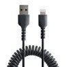 Cable de 50cm USB a Lightning en Espiral con Certificación MFi Negro, Cable Lightning en Espiral de Carga para iPhone