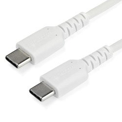 Cable de 1m de Carga USB C, de Carga Rápida USB 2.0 Tipo C a USB C Revestimiento TPE de Fibra de Aramida M/M 60W Blanco, Extremo