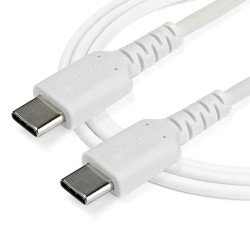 Cable de 1m de Carga USB C, de Carga Rápida USB 2.0 Tipo C a USB C Revestimiento TPE de Fibra de Aramida M/M 60W Blanco, Extremo