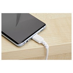 Cable de 1m de Carga USB C, de Carga Rápida USB 2.0 Tipo C a USB C Revestimiento TPE de Fibra de Aramida M/M 60W Blanco, Extremo
