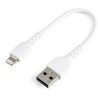 Cable Resistente USB-A a Lightning de 15 cm Blanco, Cable de Sincronización/Carga para iPhone/iPad, Certificado MFi de Apple