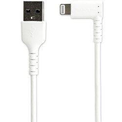 Cable Resistente USB-A a Lightning de 2 m Blanco, Cable Acodado a la Derecha de Carga/Sincronización, MFi de Apple, iPhone,