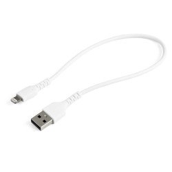 Cable Resistente USB-A a Lightning de 30 cm Blanco, Cable de Sincronización/Carga para iPhone/iPad, Certificado MFi de Apple