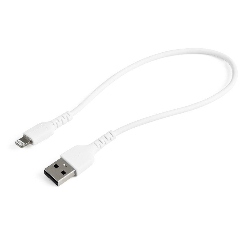Cable Resistente USB-A a Lightning de 30 cm Blanco, Cable de Sincronización/Carga para iPhone/iPad, Certificado MFi de Apple