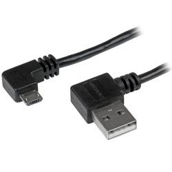 Cable de 2m Micro USB con conector acodado a la derecha, Extremo Secundario: 1 x 5-pin Micro USB 2.0 Type B, Male, 480Mbit/s