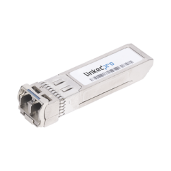 Transceptor SFP+ (mini-gbic) para fibra monomodo, 10 gbps de velocidad, conectores lc, dúplex, hasta 40 km de distancia.