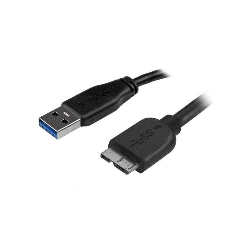 Cable micro USB 3.0 (5Gbps) delgado de 2m, Extremo Secundario: 1 x 10-pin Micro USB 3.0 Type B, Male, 5Gbit/s, Apantallado