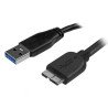 Cable micro USB 3.0 (5Gbps) delgado de 2m, Extremo Secundario: 1 x 10-pin Micro USB 3.0 Type B, Male, 5Gbit/s, Apantallado