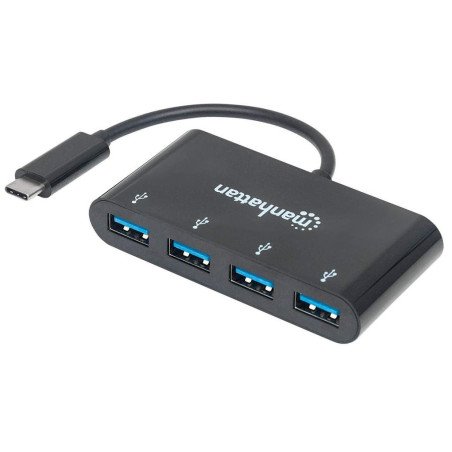 Hub USB -c (3.1) Manhattan 4 puertos color negro