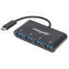 Hub USB -c (3.1) Manhattan 4 puertos color negro