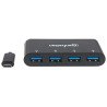 Hub USB -c (3.1) Manhattan 4 puertos color negro