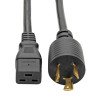 Cable de Alimentación, C19 a NEMA L6-20 - Servicio Pesado, 20A, 250V, 12 AWG, 4.27 m [14 pies], Negro - NEMA L6-20P / IEC 60320