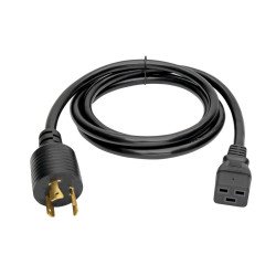 Cable de Alimentación, C19 a NEMA L6-20 - Servicio Pesado, 20A, 250V, 12 AWG, 4.27 m [14 pies], Negro - NEMA L6-20P / IEC 60320