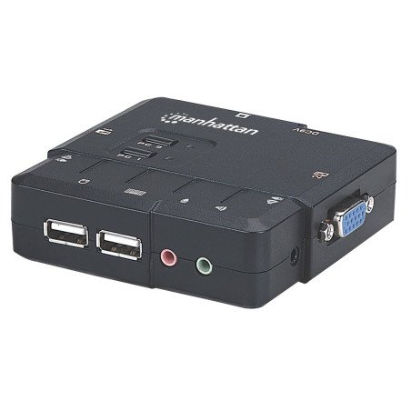 KVM switch Manhattan 2 puertos USB con cables y soporte de audio