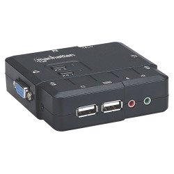 KVM switch Manhattan 2 puertos USB con cables y soporte de audio