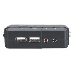 KVM switch Manhattan 2 puertos USB con cables y soporte de audio