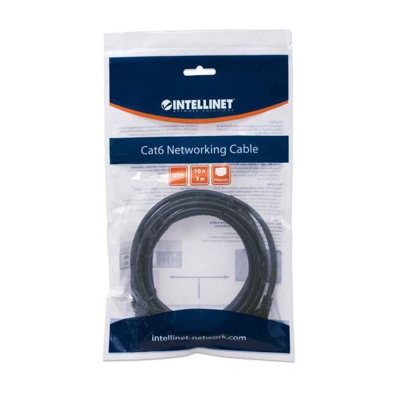 Cable de red Intellinet 3 mts 10 pies cat6 UTP negro