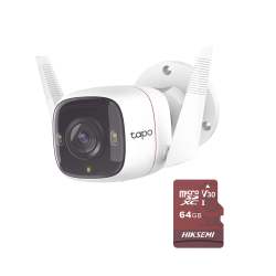 Kit de Cámara IP Wi-Fi, Incluye TAPO-C320WS,  1 Memoria Micro SD 64GB