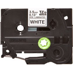 Cinta para etiquetas Brother TZe-N201 - 3.30mm Ancho - Transferencia térmica - Blanco - 1 Rollo - No laminado