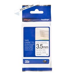Cinta para etiquetas Brother TZe-N201 - 3.30mm Ancho - Transferencia térmica - Blanco - 1 Rollo - No laminado