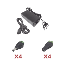 Kit con fuente epcom power line con salida de 12 VCC a 5 amper con 4 s