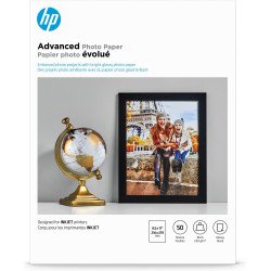 Papel fotográfico HP Inyección de tinta, Blanco, Carta, 215.90mm x 279.40mm, 66lb Basis Weight, Satinado, 50 / Paquete, R