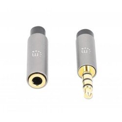 Extensión de Cable Auxiliar de Audio Estéreo, 3.5 mm, Macho, 3.5 mm, Hembra, 1 m, Negro, Plata