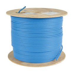 Cable a Granel PVC CMR Sin Blindaje Cat6a 10G con Núcleo Sólido, Azul, 305 m [1000 pies]
