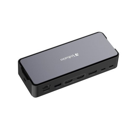 Docking station Verbatim CDS-15S, Alámbrico, USB 3.2 Gen 1 (3.1 Gen 1) Type-C, 100 W, 3,5 mm, 1000 Mbit/s, Negro, Gris