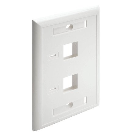 Placa frontal / Placa de pared Keystone Universal Doble Salida RJ45 Blanca, 1-gang