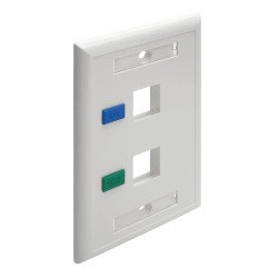 Placa frontal / Placa de pared Keystone Universal Doble Salida RJ45 Blanca, 1-gang