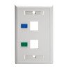Placa frontal / Placa de pared Keystone Universal Doble Salida RJ45 Blanca, 1-gang Placa frontal / Placa de pared Keystone Universal Doble Salida RJ45 Blanca, 1-gang