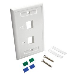 Placa frontal / Placa de pared Keystone Universal Doble Salida RJ45 Blanca, 1-gang