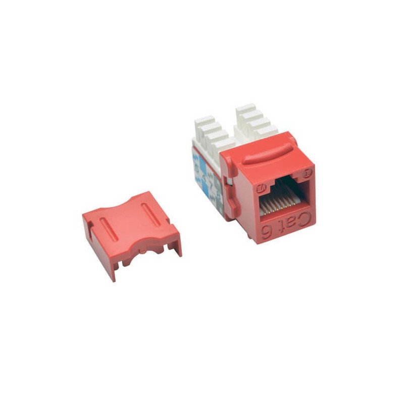 Conector Módulo Keystone Jack RJ45 Estilo Punch Down 110 Cat6/Cat5e Rojo, 1 x RJ-45 Hembra Network, Rojo
