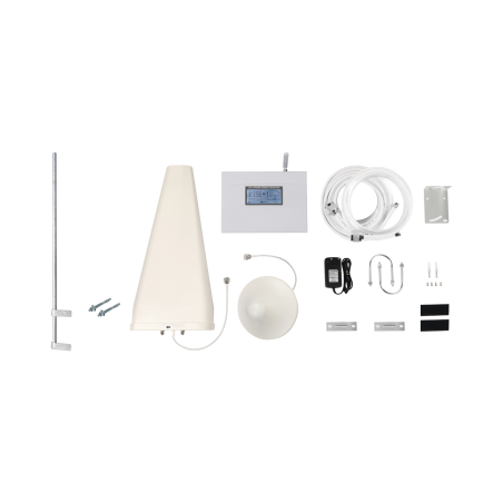 Kit amplificador de señal celular 4g, 3g, 2g y voz, con mástil liviano de pared. Soporta múltiples operadores, dispositivos y te