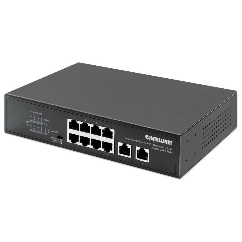 PoE Switch GB  8 ptos 32W/pto, 120W, + 2 RJ45